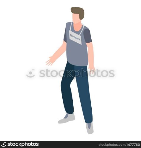No work young man icon. Isometric of no work young man vector icon for web design isolated on white background. No work young man icon, isometric style