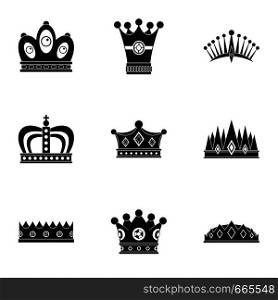 Nobility crown icon set. Simple set of 9 nobility crown vector icons for web isolated on white background. Nobility crown icon set, simple style