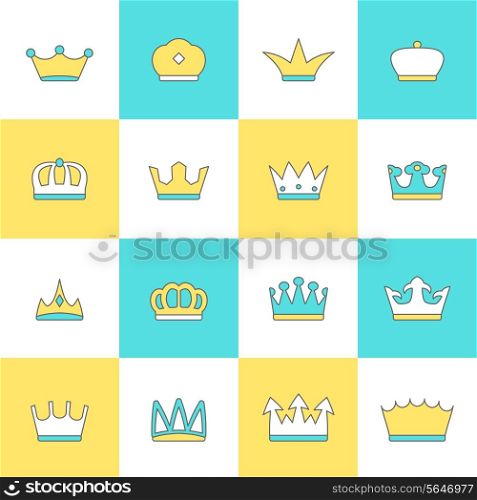 Nobility insignia embellishment flat symbols icons design collection for quality labels tags emblems abstract isolated vector illustration