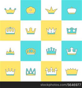 Nobility insignia embellishment flat symbols icons design collection for quality labels tags emblems abstract isolated vector illustration