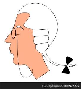 Nobleman with glasses, illustration, vector on white background.