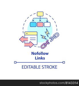 Nofollow links concept icon. Search engine optimization principle abstract idea thin line illustration. Isolated outline drawing. Editable stroke. Arial, Myriad Pro-Bold fonts used. Nofollow links concept icon