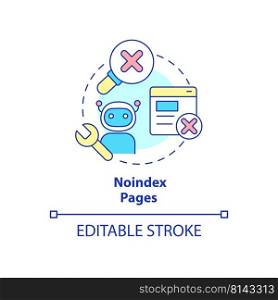 Noindex pages concept icon. Exclude page from search results. SEO principle abstract idea thin line illustration. Isolated outline drawing. Editable stroke. Arial, Myriad Pro-Bold fonts used. Noindex pages concept icon