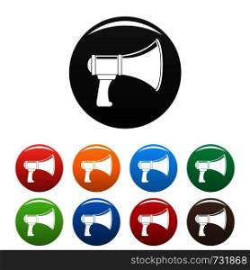 Noise of megaphone icon. Simple illustration of noise of megaphone vector icons set color isolated on white. Noise of megaphone icons set color vector