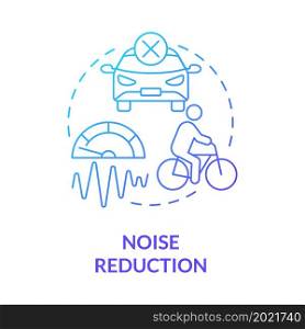 Noise reduction blue gradient concept icon. Bike sharing goal abstract idea thin line illustration. Lowering noise pollution levels. Reduce automobile use. Vector isolated outline color drawing. Noise reduction blue gradient concept icon