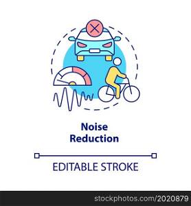 Noise reduction concept icon. Bike sharing goal abstract idea thin line illustration. Friendly urban living. Lowering noise pollution levels. Vector isolated outline color drawing. Editable stroke. Noise reduction concept icon