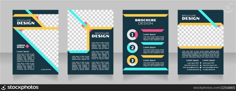 Nominal and real value blank brochure design. Template set with copy space for text. Premade corporate reports collection. Editable 4 paper pages. Syncopate, Poller One, Arial Regular fonts used. Nominal and real value blank brochure design