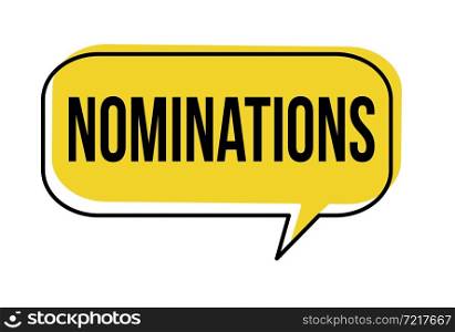 Nominations speech bubble on white background, vector illustration