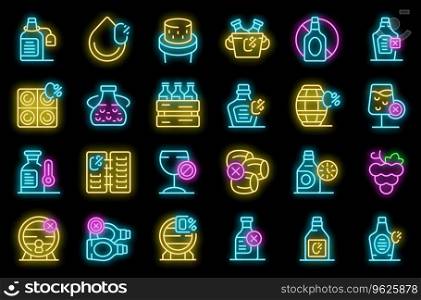 Non-alcoholic wine icons set outline vector. Food menu. Tropical glass neon color on black. Non-alcoholic wine icons set vector neon
