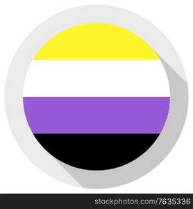 Non-binary gender flag, round shape icon on white background