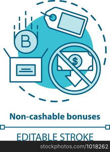 Non cashable bonuses concept icon. Cryptocurrency, electronic currency idea thin line illustration. E Payment and cashless transaction. Vector isolated outline drawing. Editable stroke