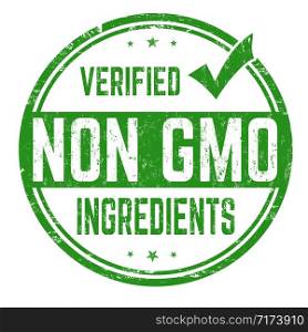 Non GMO ingredients sign or stamp on white background, vector illustration