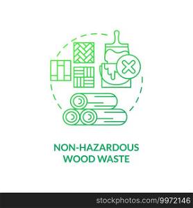Non-hazardous wood waste concept icon. Organic waste type idea thin line illustration. Trees, stumps, pruned branches. Furniture, packaging. Vector isolated outline RGB color drawing. Non-hazardous wood waste concept icon