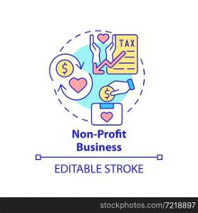Non profit business concept icon. Social entrepreneurship abstract idea thin line illustration. Charitable organization. Mission funding. Vector isolated outline color drawing. Editable stroke. Non profit business concept icon