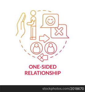 Non-reciprocal relationships concept icon. Communication difficulty. Egoistic partner. Mutuality absence abstract idea thin line illustration. Vector isolated outline color drawing. Non-reciprocal relationships concept icon