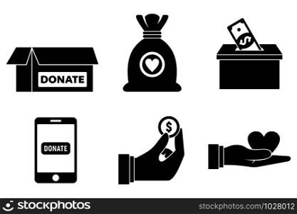 Nonprofit donations icons set. Simple set of nonprofit donations vector icons for web design on white background. Nonprofit donations icons set, simple style