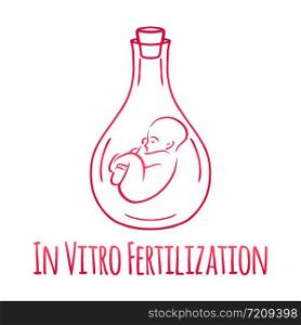 Nontour of test tube with a child on the topic of artificial insemination. For logos, icons, infographics and your design