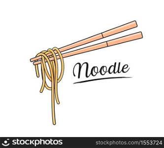 Noodle and chopstick vector, isolated on white background, illustration