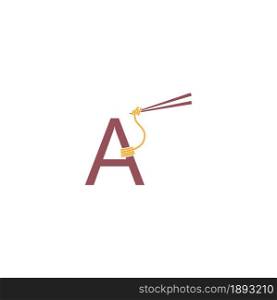 Noodle design wrapped around a letter A icon template vector