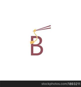 Noodle design wrapped around a letter B icon template vector