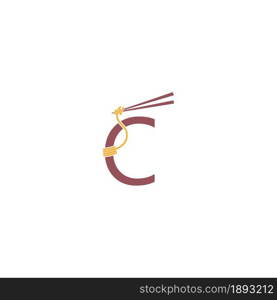 Noodle design wrapped around a letter C icon template vector
