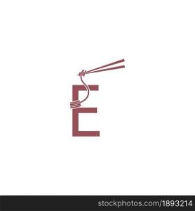 Noodle design wrapped around a letter E icon template vector