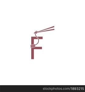 Noodle design wrapped around a letter F icon template vector