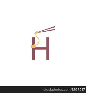 Noodle design wrapped around a letter H icon template vector
