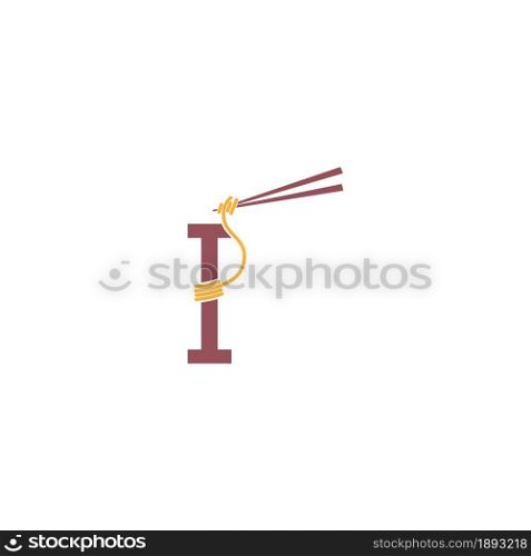 Noodle design wrapped around a letter I icon template vector