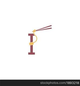 Noodle design wrapped around a letter I icon template vector
