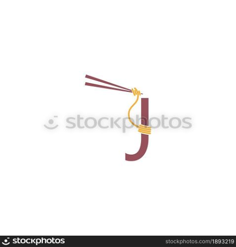 Noodle design wrapped around a letter J icon template vector