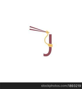 Noodle design wrapped around a letter J icon template vector