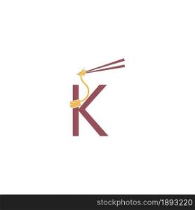 Noodle design wrapped around a letter K icon template vector