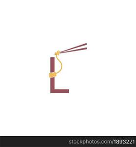 Noodle design wrapped around a letter L icon template vector