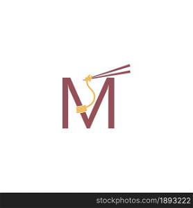 Noodle design wrapped around a letter M icon template vector