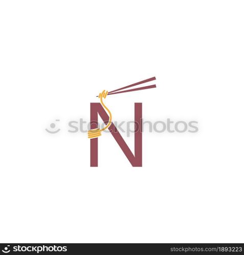 Noodle design wrapped around a letter N icon template vector