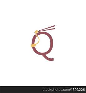 Noodle design wrapped around a letter Q icon template vector