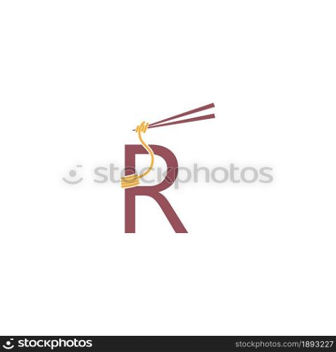Noodle design wrapped around a letter R icon template vector