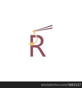 Noodle design wrapped around a letter R icon template vector