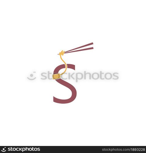 Noodle design wrapped around a letter S icon template vector