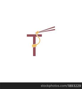 Noodle design wrapped around a letter T icon template vector