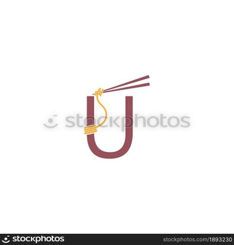 Noodle design wrapped around a letter U icon template vector