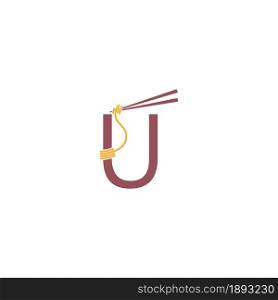 Noodle design wrapped around a letter U icon template vector