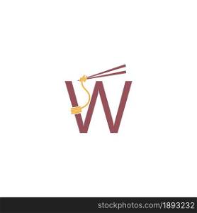 Noodle design wrapped around a letter W icon template vector