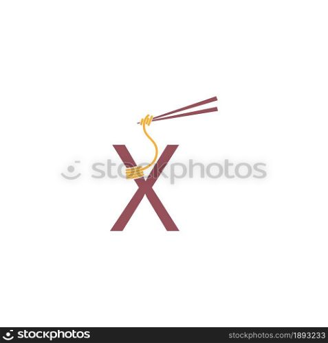 Noodle design wrapped around a letter X icon template vector