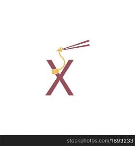 Noodle design wrapped around a letter X icon template vector