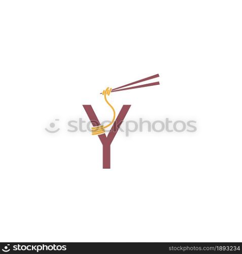 Noodle design wrapped around a letter Y icon template vector