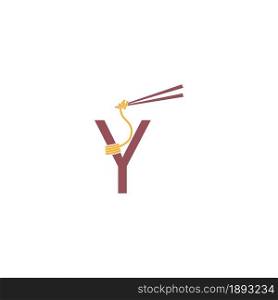 Noodle design wrapped around a letter Y icon template vector