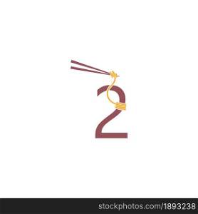 Noodle design wrapped around a Number 2 icon template vector