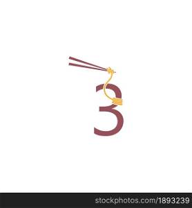 Noodle design wrapped around a Number 3 icon template vector